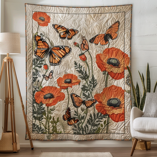 Enchanted Monarch Butterflies Quilted Blanket - Throw (55" x 60")