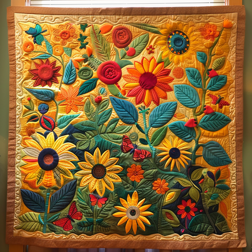 Enchanting Sunflowers Quilted Blanket - Throw (55" x 60")