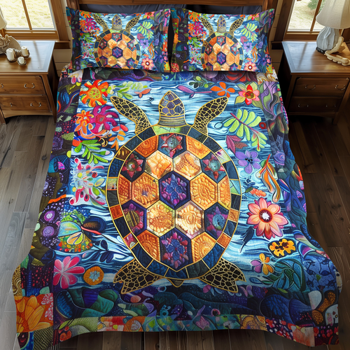 Enchanting Turtles 3-Piece Quilted Bedding Set - Single (59" x 70")