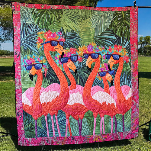 Endearing Flamingo Quilted Blanket - Throw (55" x 60")