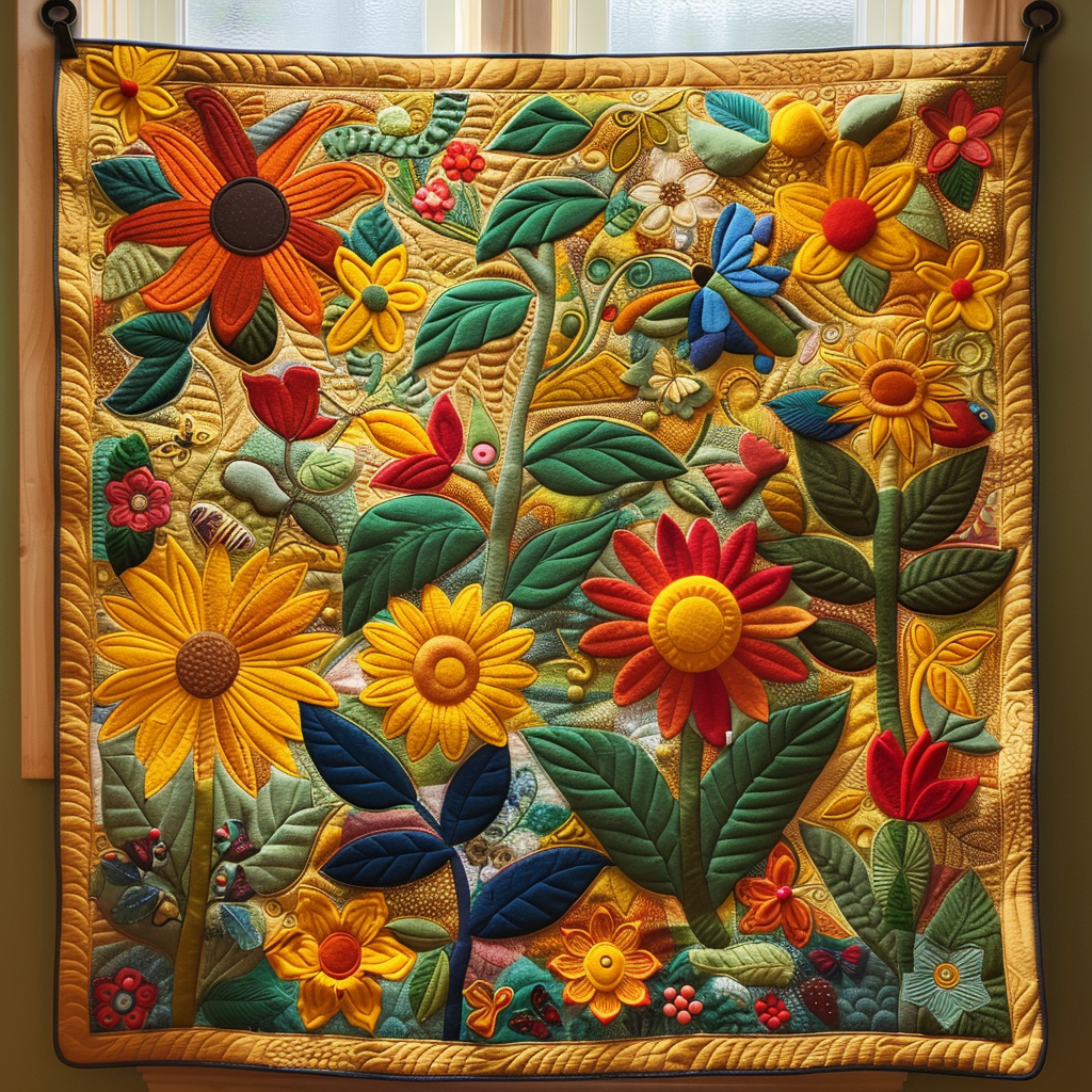 Endearing Sunflowers Quilted Blanket - Throw (55" x 60")