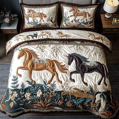 Equine Elegance 3-Piece Quilted Bedding Set - Single (59" x 70")