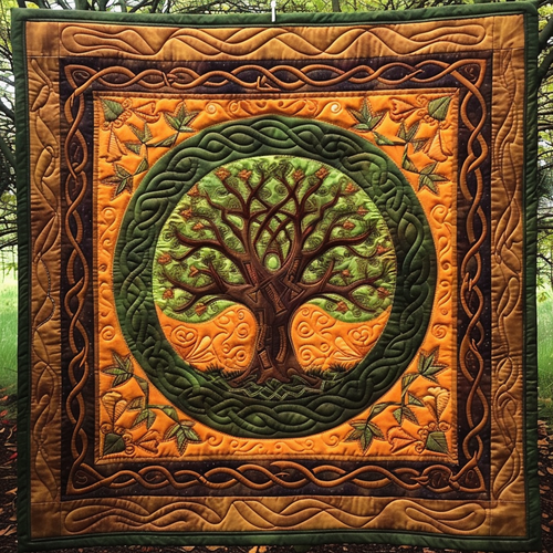 Eternal Celtic Tree Quilted Blanket - Throw (55" x 60")