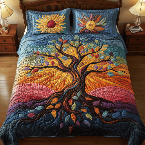 Eternal Roots 3-Piece Quilted Bedding Set - Single (59" x 70")