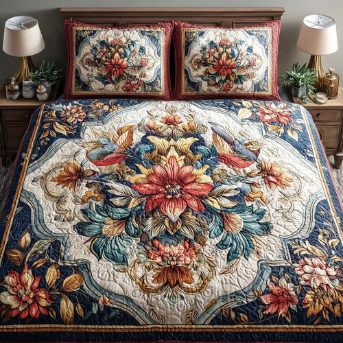 Eternal Bloom 3-Piece Quilted Bedding Set - Single (59" x 70")