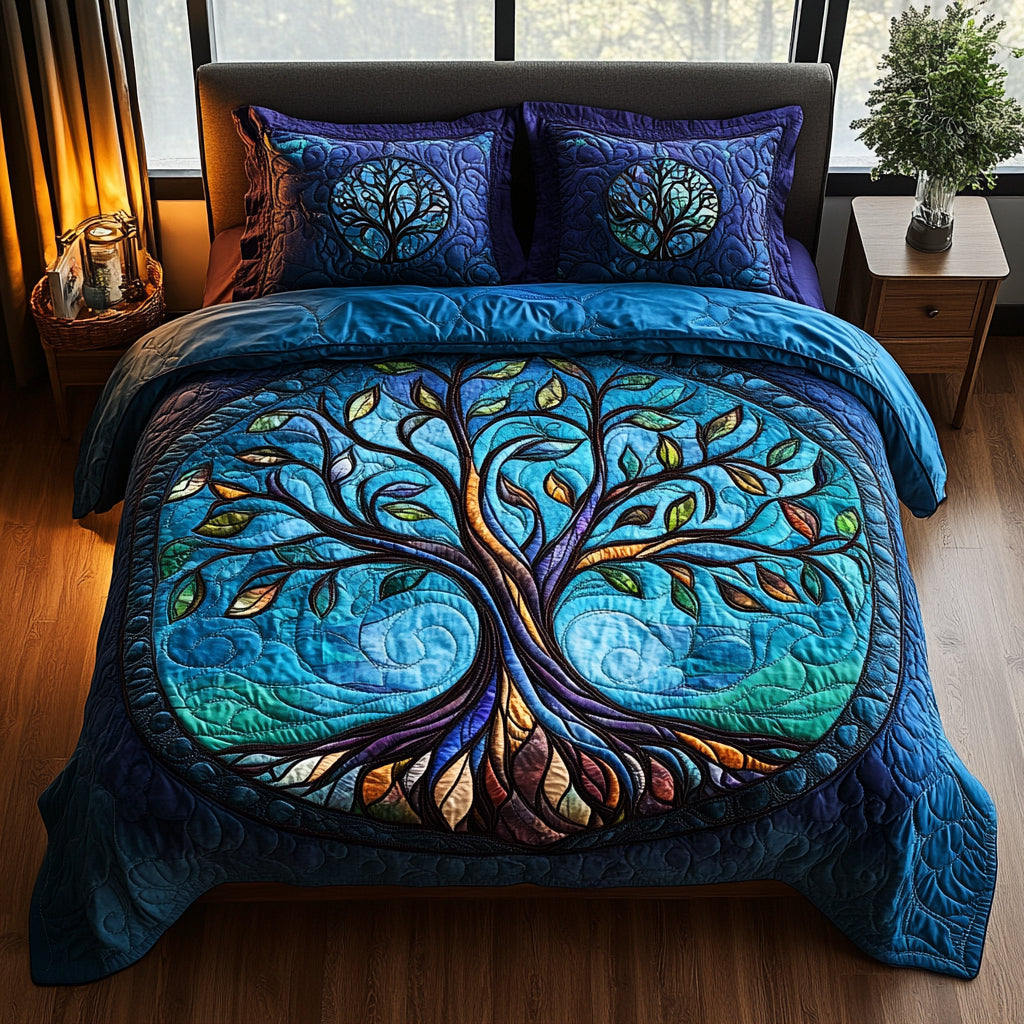 Eternal Roots 3-Piece Quilted Bedding Set - Single (59" x 70")