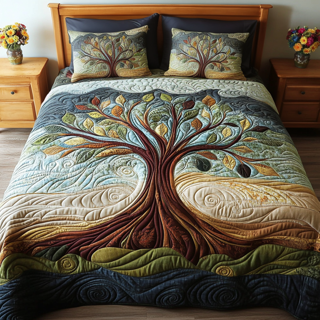 Evergreen Beauty 3-Piece Quilted Bedding Set - Single (59" x 70")