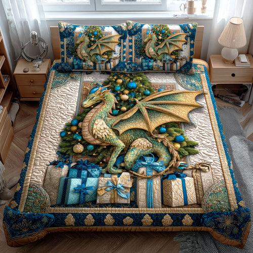 Evergreen Dragon 3-Piece Quilted Bedding Set - Single (59" x 70")