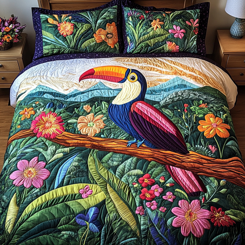 Exotic Haven 3-Piece Quilted Bedding Set - Single (59" x 70")