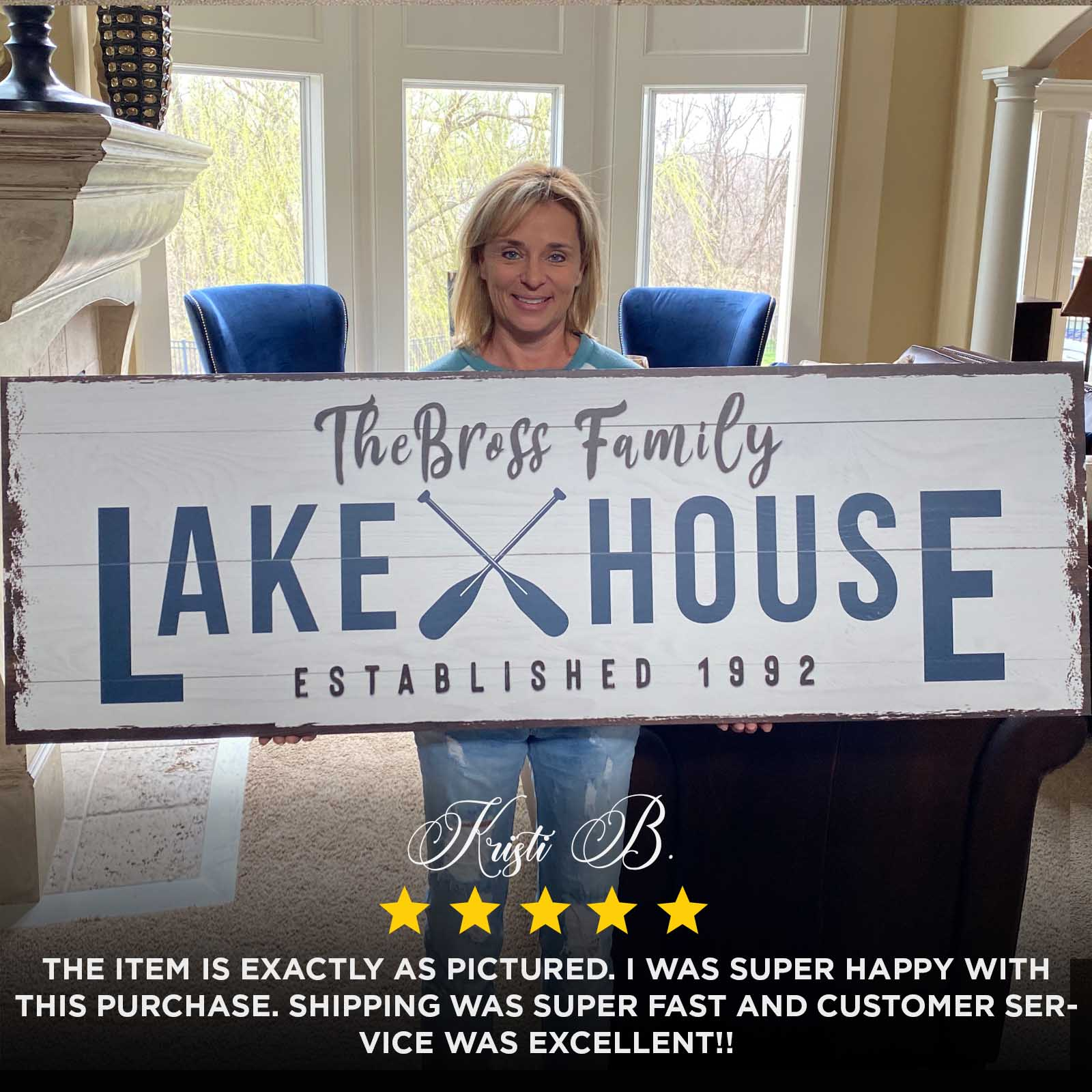 Family Lake House Arrow Sign