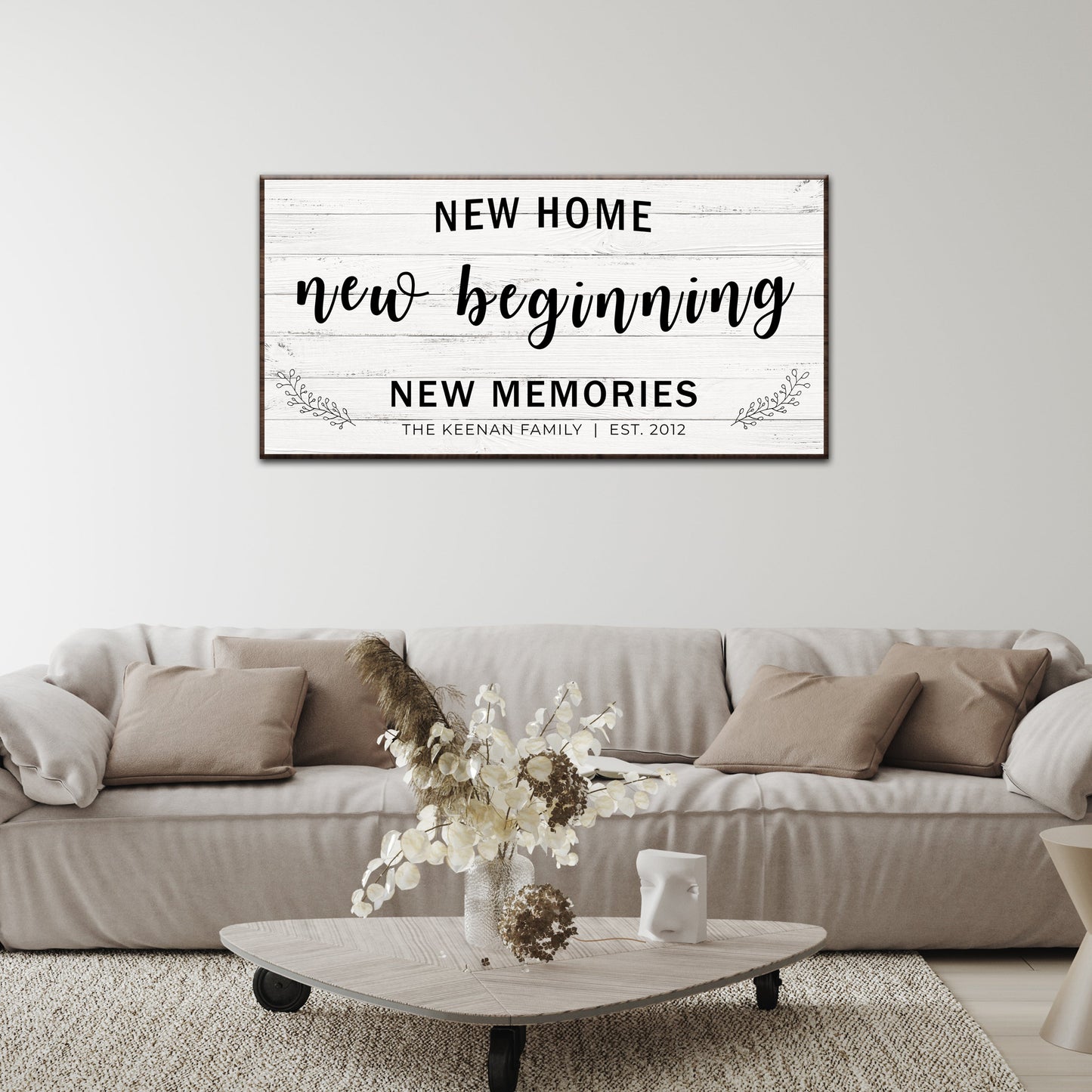 New Home, New Beginning Last Name Sign