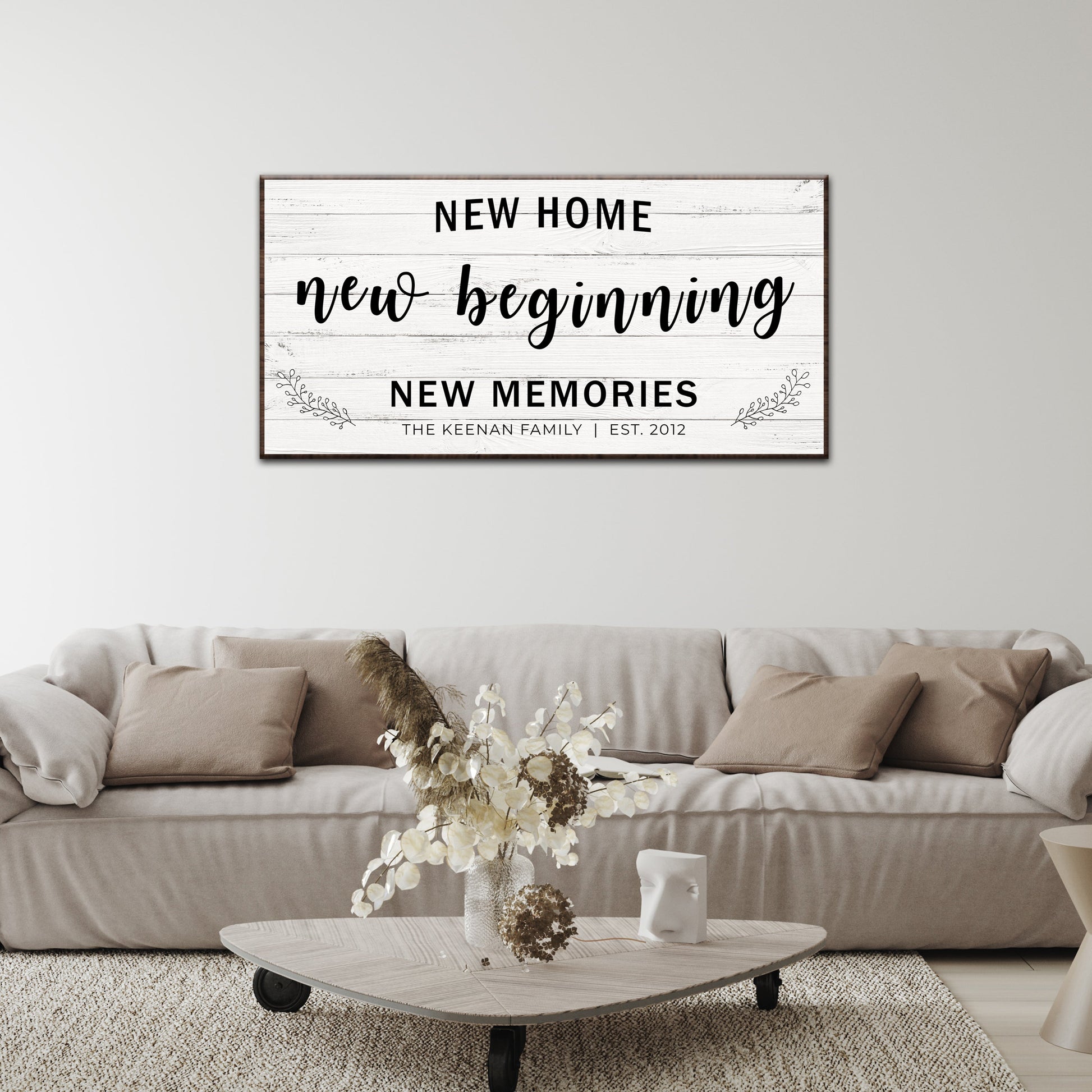 New Home, New Beginning Last Name Sign
