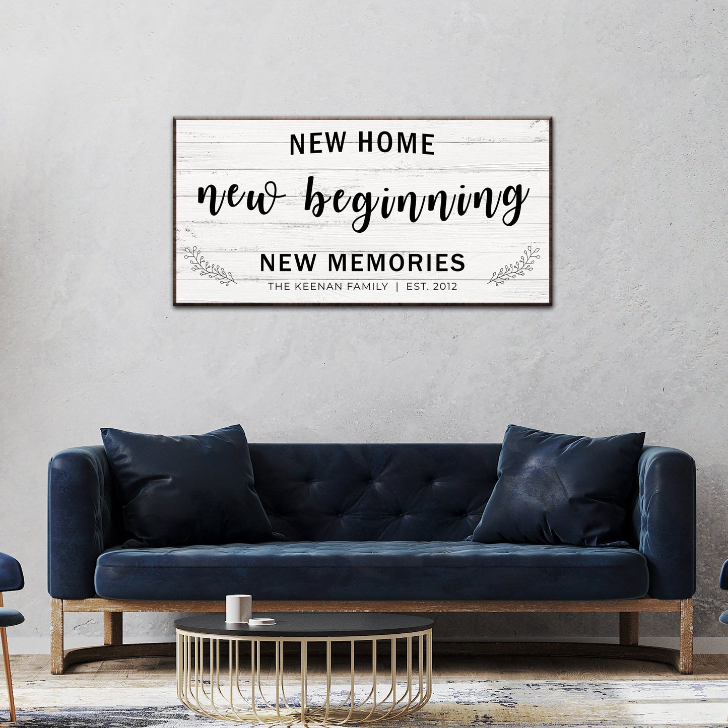 New Home, New Beginning Last Name Sign