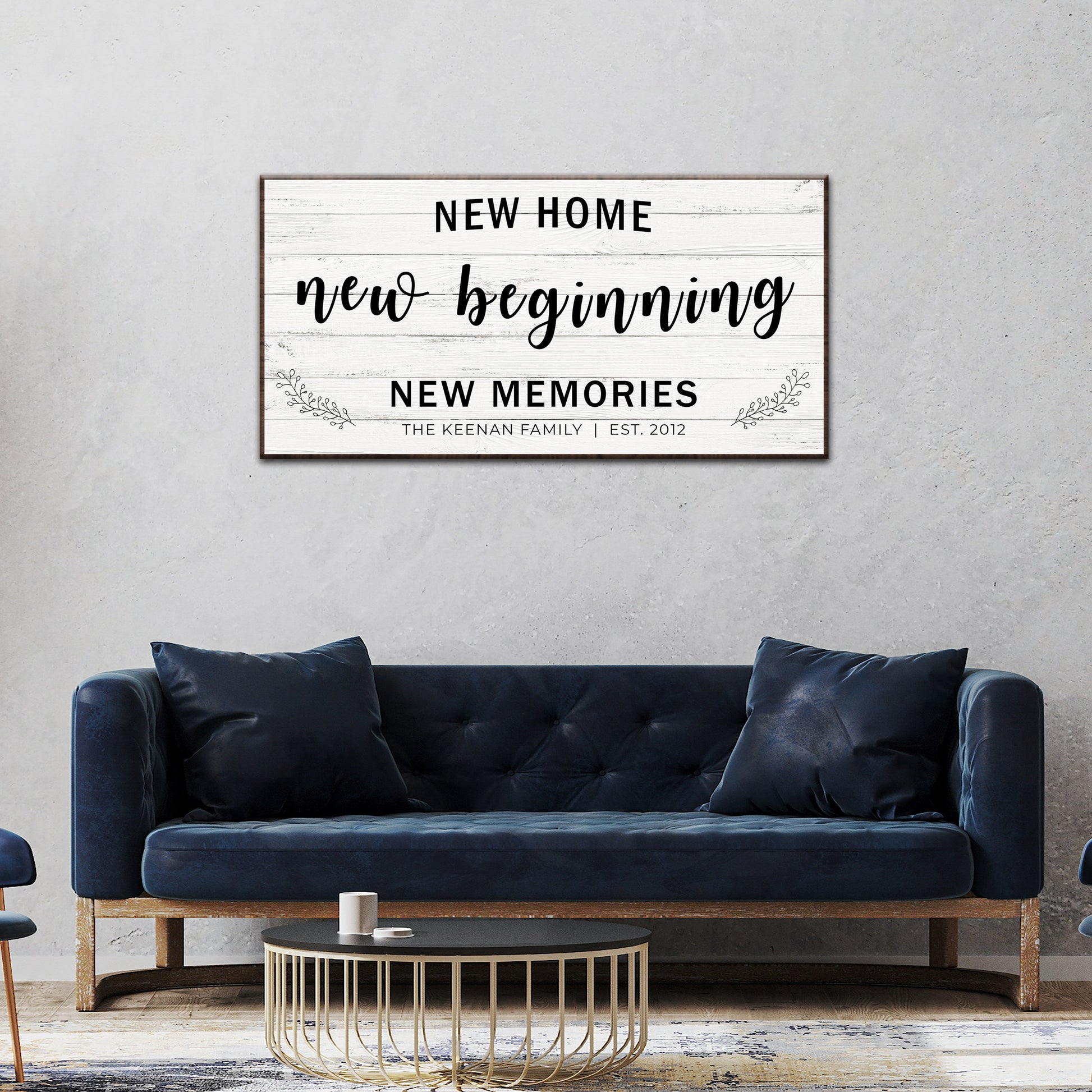 New Home, New Beginning Last Name Sign