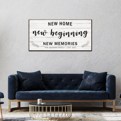 New Home, New Beginning Last Name Sign