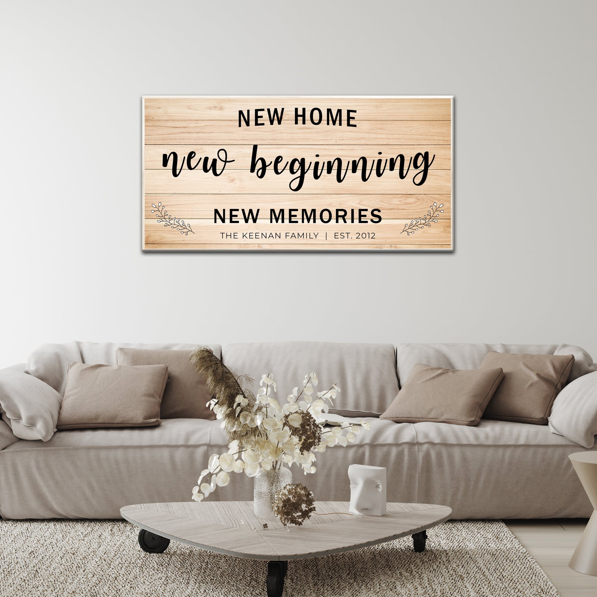 New Home, New Beginning Last Name Sign
