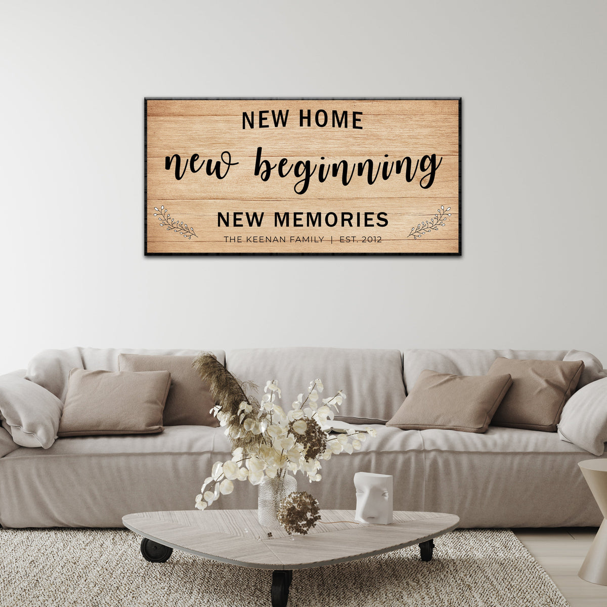 New Home, New Beginning Last Name Sign