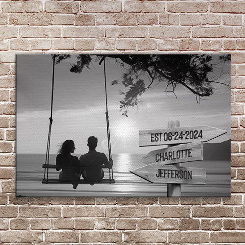 Romantic Swing Family Names Sign