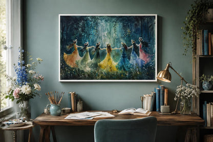 Fairies Dancing In Enchanted Magical Forest Wall Art