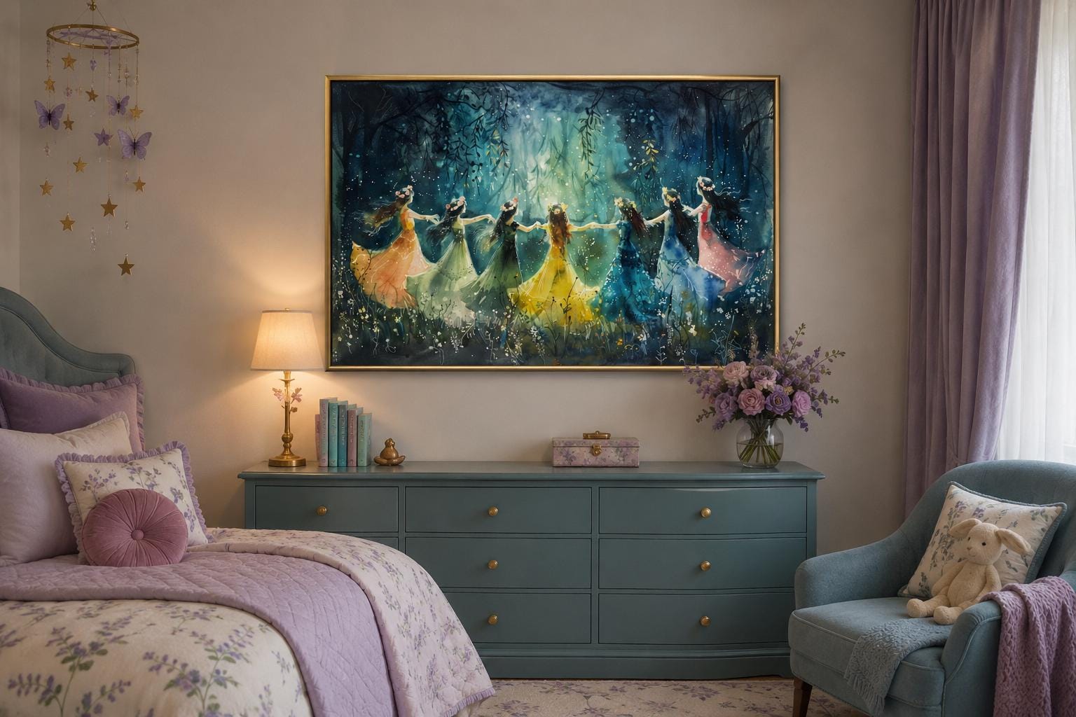 Fairies Dancing In Enchanted Magical Forest Wall Art