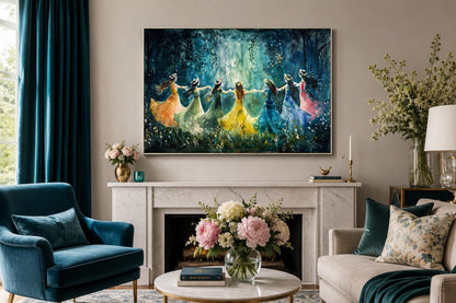 Fairies Dancing In Enchanted Magical Forest Wall Art