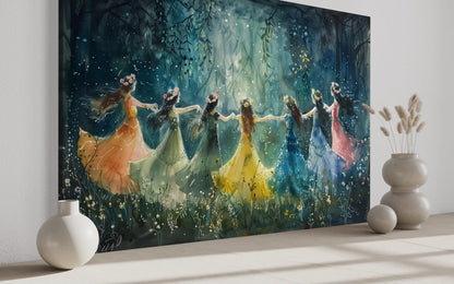 Fairies Dancing In Enchanted Magical Forest Wall Art