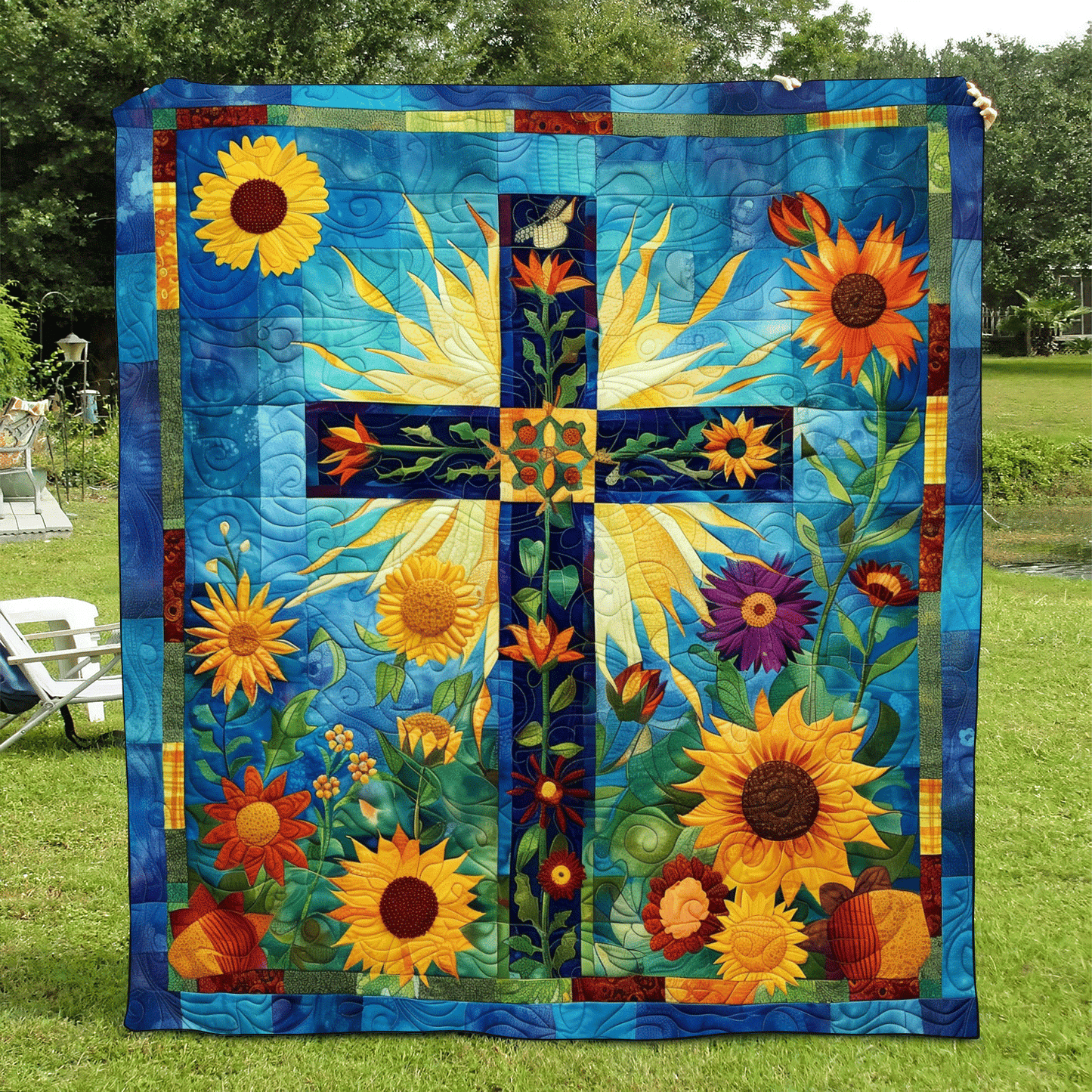Throw (55'' x 60'') /Faithful Blooms Quilted Blanket