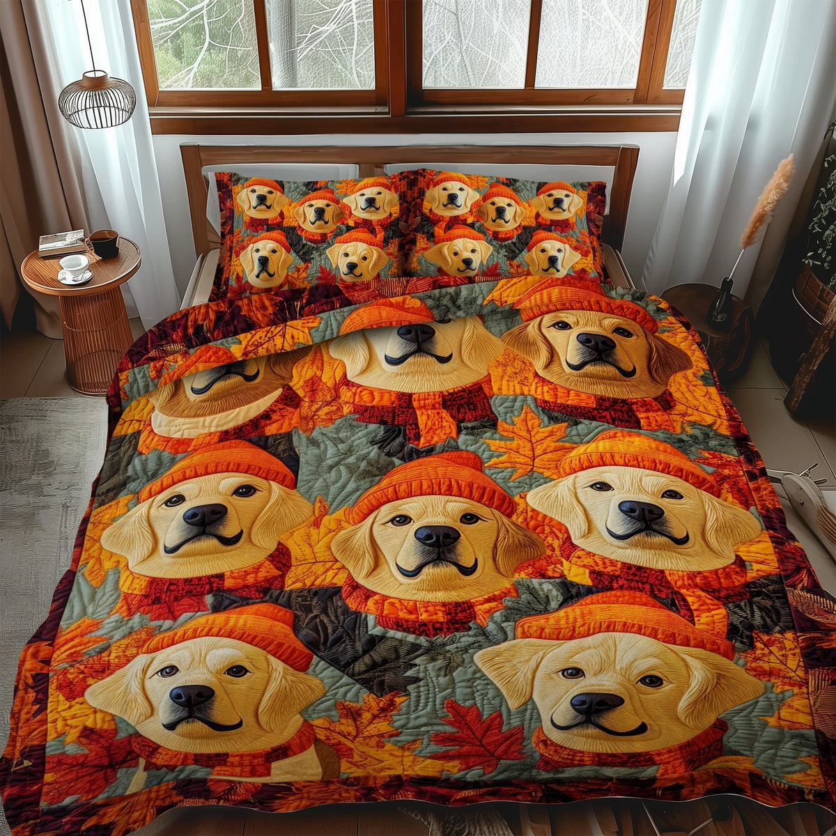 Fall In Retriever 3-Piece Quilted Bedding Set - Single (59" x 70")