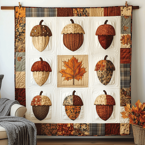 Fall Acorn Quilted Blanket - Throw (55" x 60")
