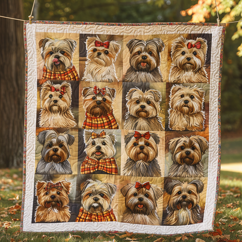 Fall into Yorkie Quilted Blanket - Throw (55" x 60")
