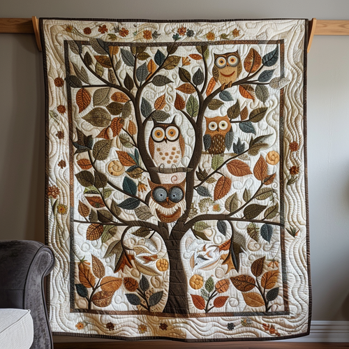 Family Tree Owls Quilted Blanket - Throw (55" x 60")