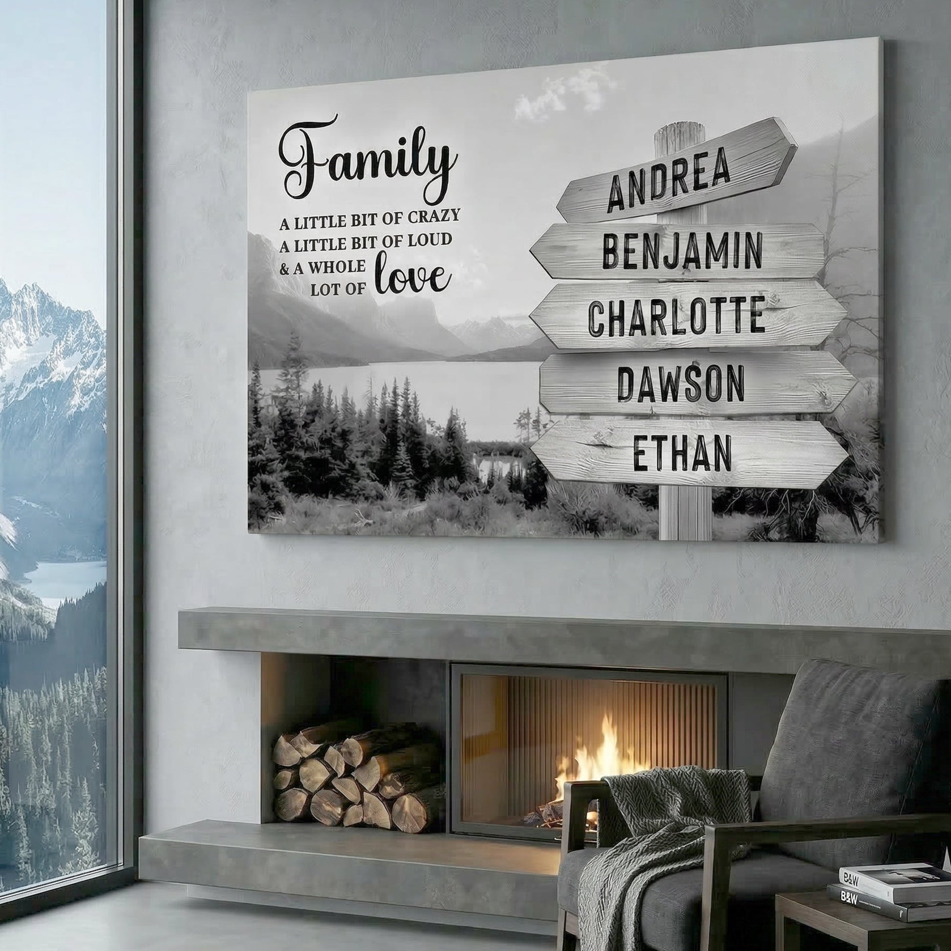 Family Whole Lot Of Love Grey Mountain Wall Sign
