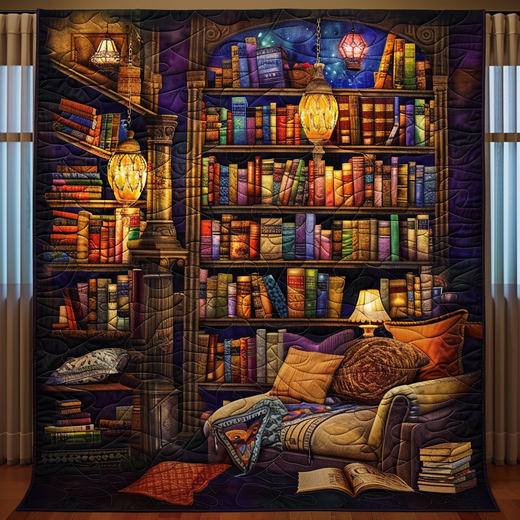 Fantasy Library Quilted Blanket - Throw (55" x 60")