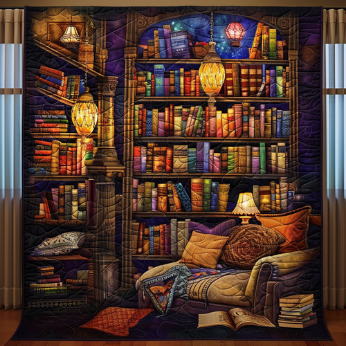Fantasy Library Quilted Blanket - Throw (55" x 60")