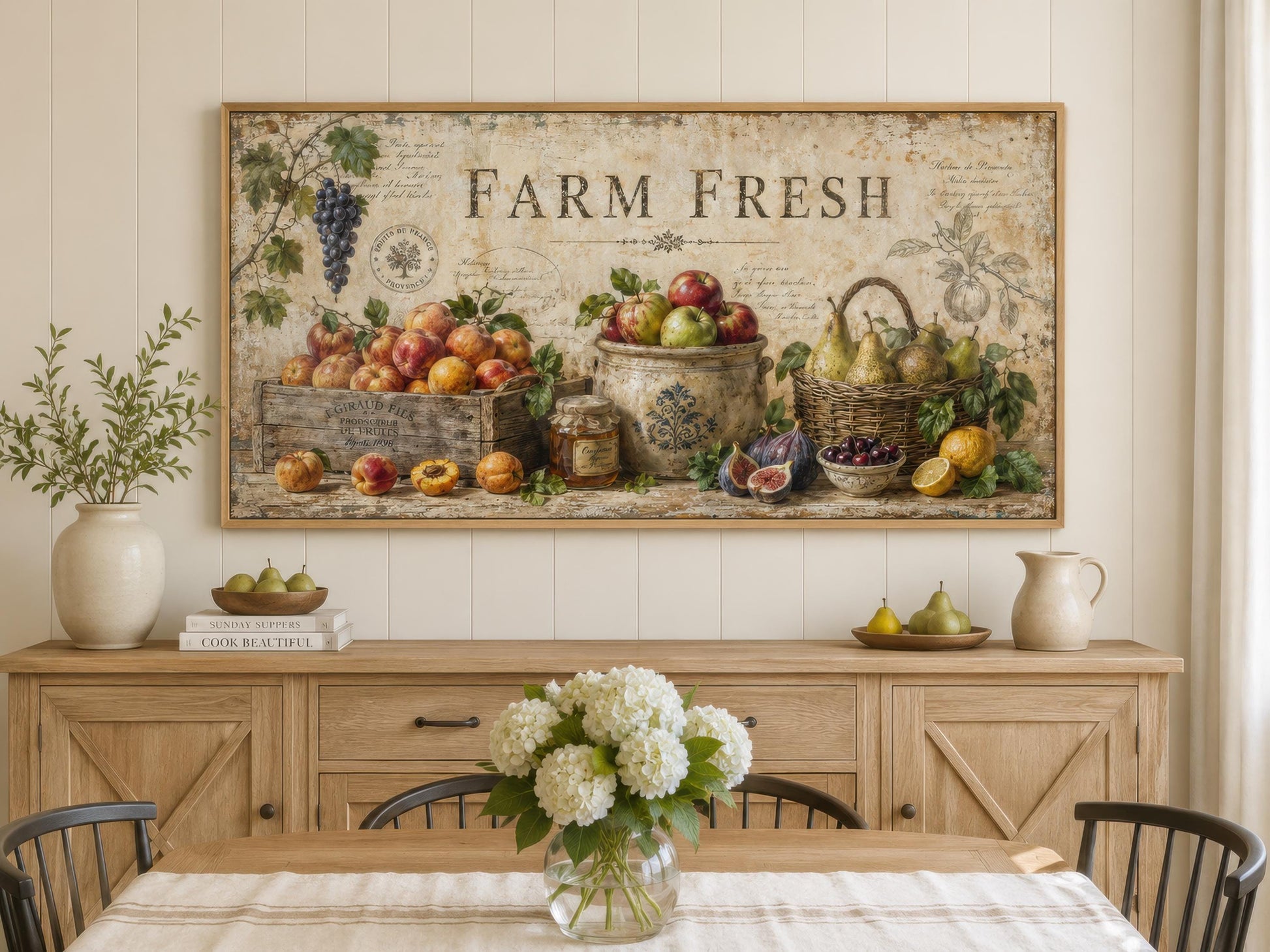 Farm Fresh Fruit Wall Art | Vintage Farmhouse Kitchen Sign
