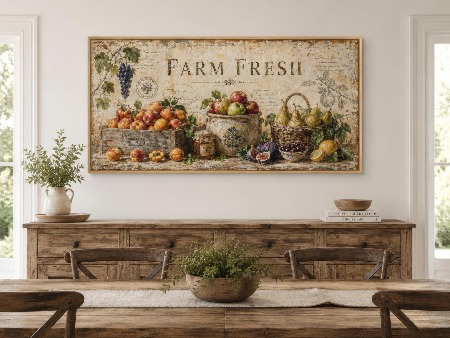 Farm Fresh Fruit Wall Art | Vintage Farmhouse Kitchen Sign