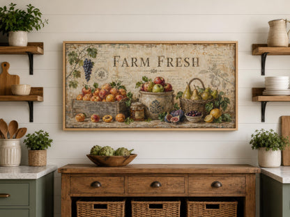 Farm Fresh Fruit Wall Art | Vintage Farmhouse Kitchen Sign