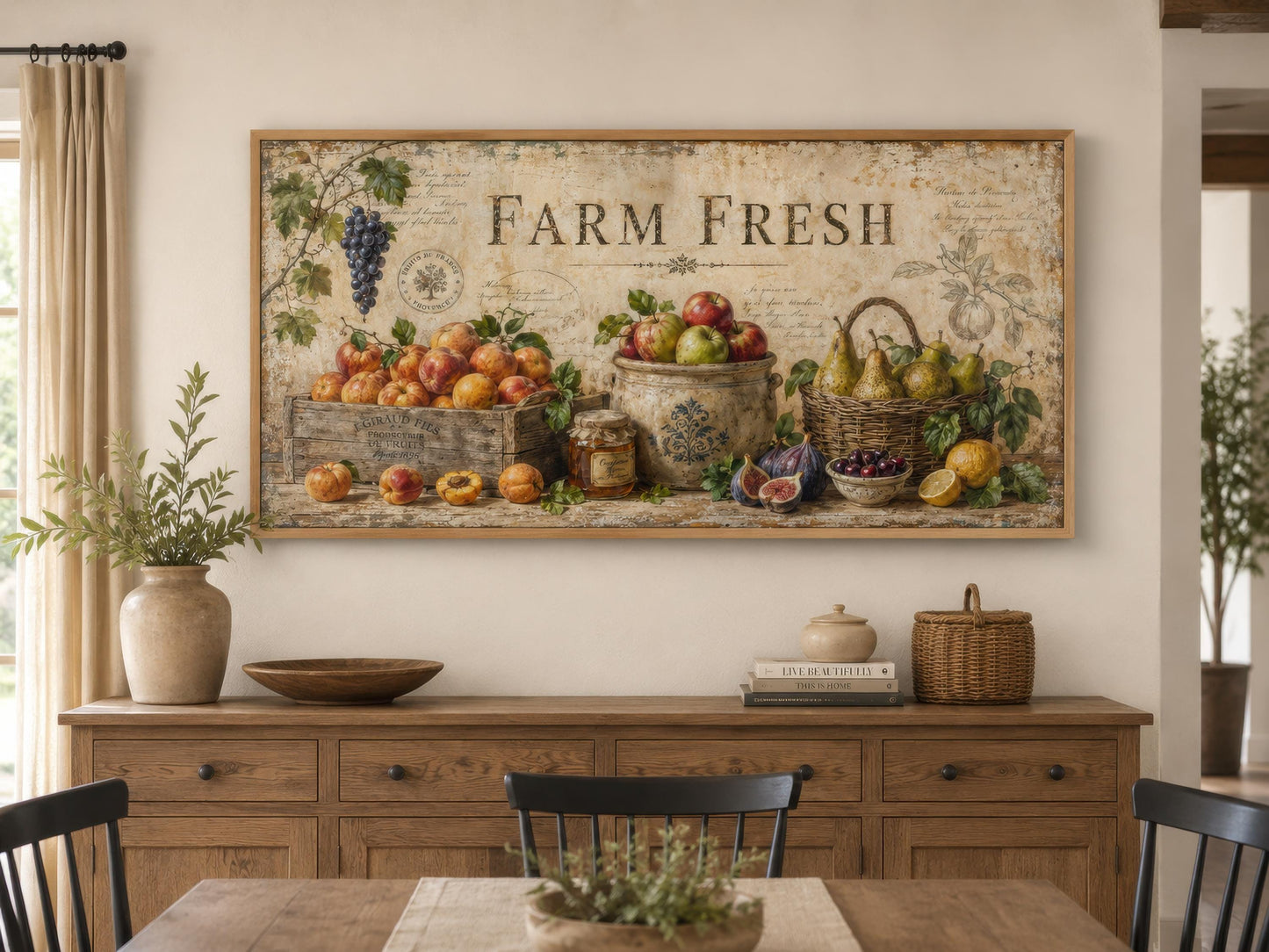 Farm Fresh Fruit Wall Art | Vintage Farmhouse Kitchen Sign