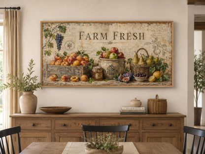 Farm Fresh Fruit Wall Art | Vintage Farmhouse Kitchen Sign