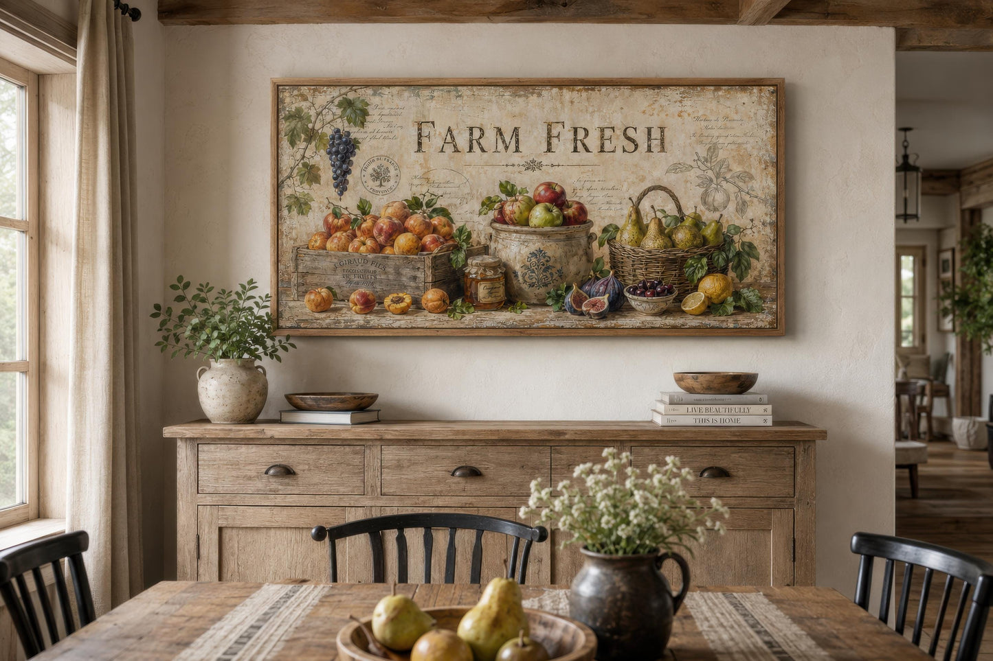 Farm Fresh Fruit Wall Art | Vintage Farmhouse Kitchen Sign