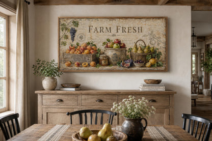 Farm Fresh Fruit Wall Art | Vintage Farmhouse Kitchen Sign