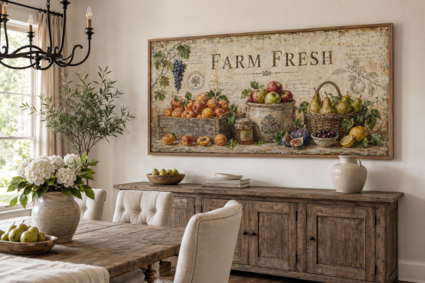 Farm Fresh Fruit Wall Art | Vintage Farmhouse Kitchen Sign