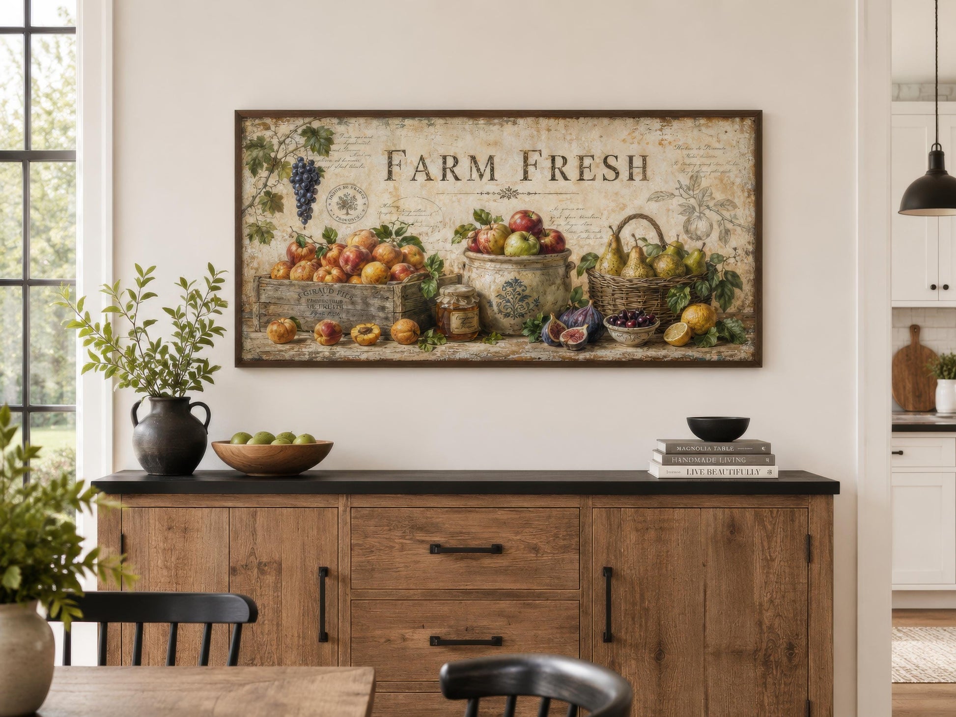 Farm Fresh Fruit Wall Art | Vintage Farmhouse Kitchen Sign