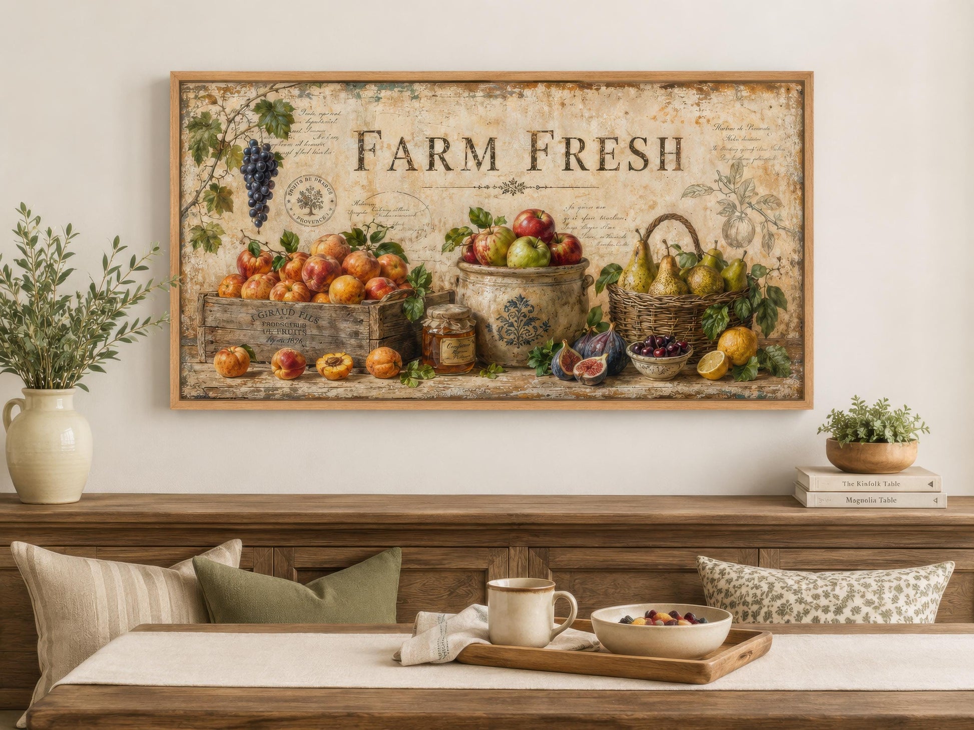 Farm Fresh Fruit Wall Art | Vintage Farmhouse Kitchen Sign