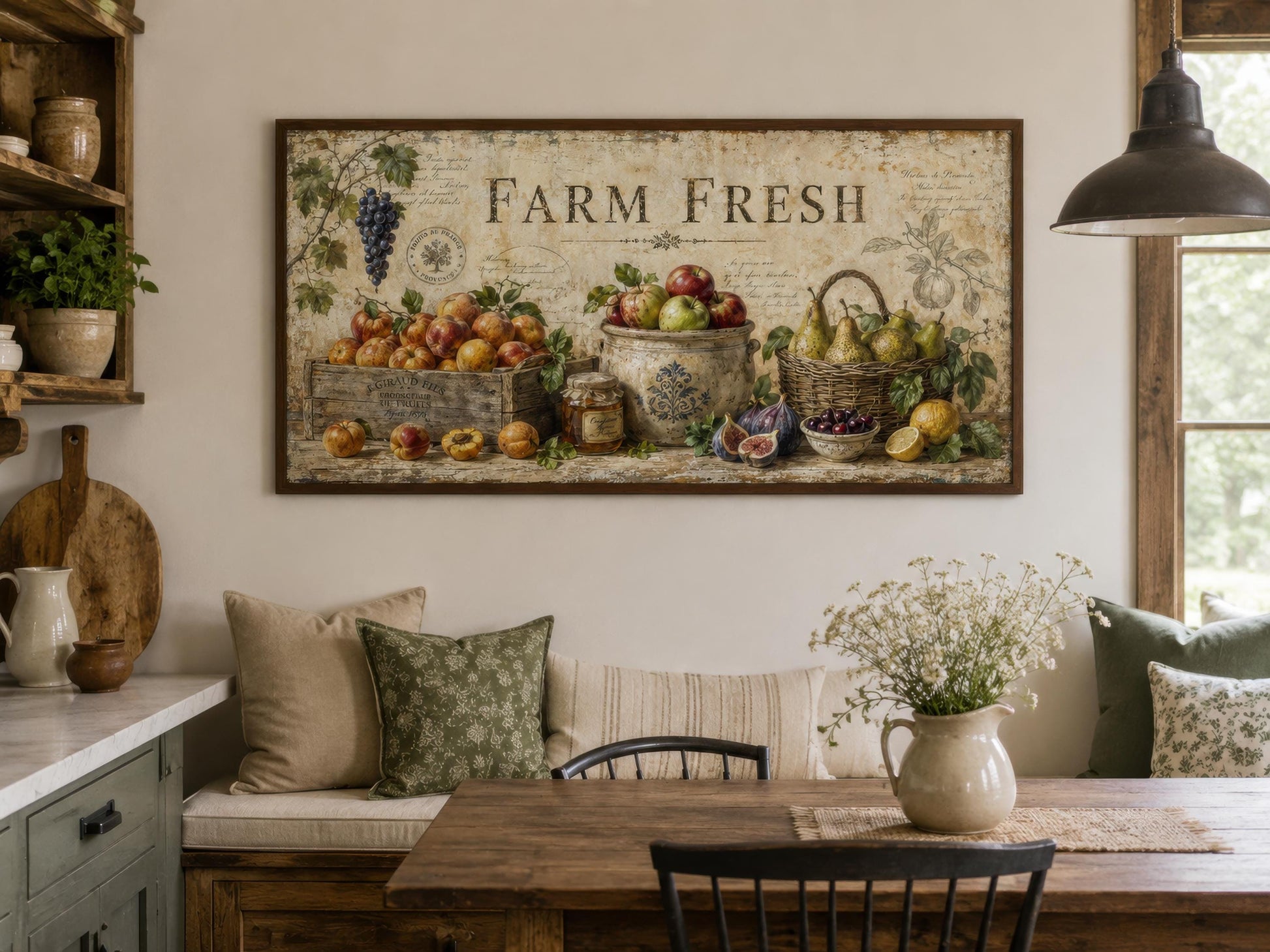 Farm Fresh Fruit Wall Art | Vintage Farmhouse Kitchen Sign