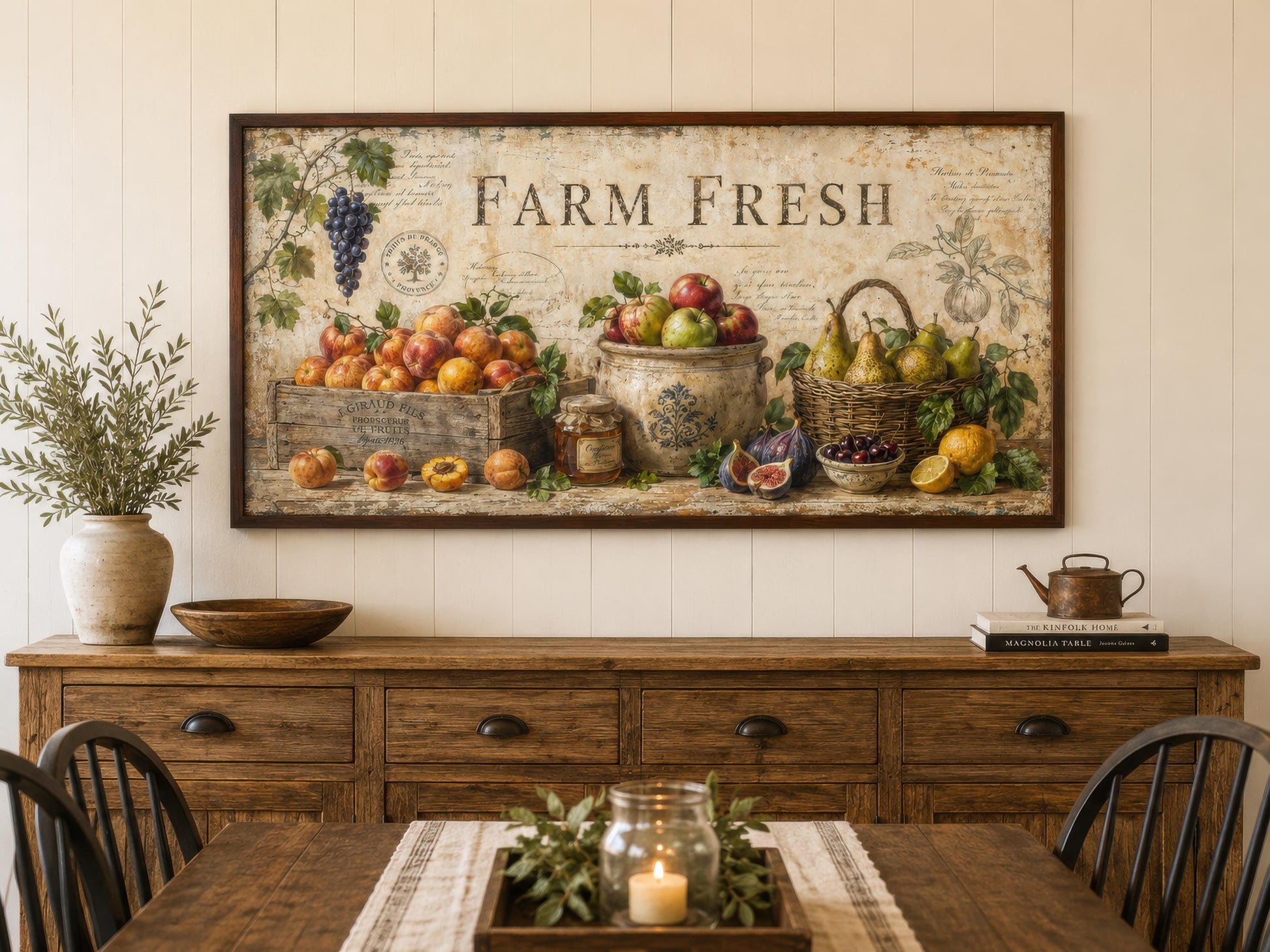 Farm Fresh Fruit Wall Art | Vintage Farmhouse Kitchen Sign