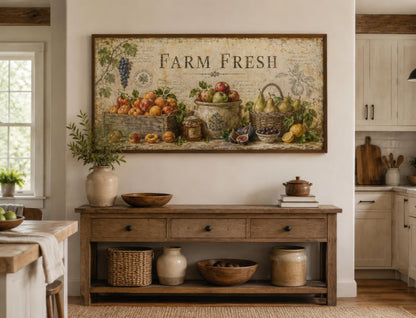 Farm Fresh Fruit Wall Art | Vintage Farmhouse Kitchen Sign