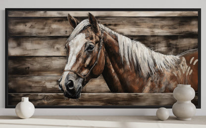 Farm Horse Painting On Wood Rustic Canvas Wall Art