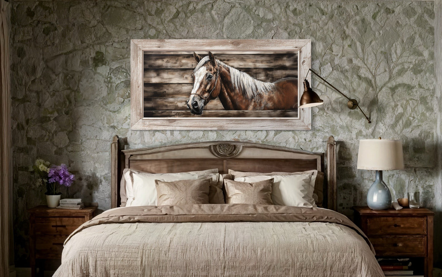 Farm Horse Painting On Wood Rustic Canvas Wall Art