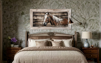 Farm Horse Painting On Wood Rustic Canvas Wall Art
